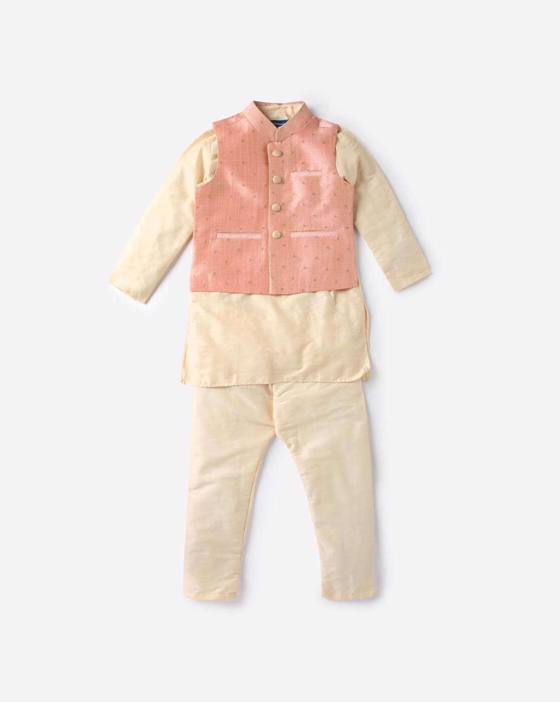 TEXTURED PINK WC,BLUE KURTA&, PINK