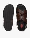 Cross-Cross Leather Sandals with Buckle Fastening