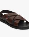 Cross-Cross Leather Sandals with Buckle Fastening
