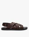 Cross-Cross Leather Sandals with Buckle Fastening