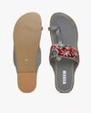 Embroidered Toe-Ring Flat Sandals