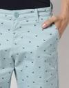 Micro Print Flat-Front Shorts