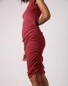 Round-Neck Ruched Bodycon Dress