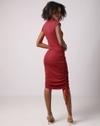 Round-Neck Ruched Bodycon Dress