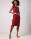 Round-Neck Ruched Bodycon Dress