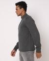 Men Ribbed Half-Zip Regular Fit Pullover