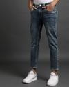 Men Heavily Washed Cropped Fit Jeans
