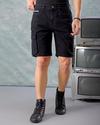 Men Denim Regular Fit Cargo Shorts