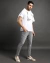 Men Mid-Wash Skinny Cropped Fit Jeans