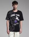 Men Mickey Collection Print Oversized Cotton Round-Neck T-Shirt