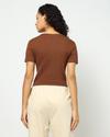Women Ribbed Scoop-Neck Crop Fit Top