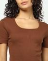 Women Ribbed Scoop-Neck Crop Fit Top