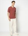 Men Flat Knit Regular Fit Polo T-Shirt
