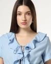 Women Slim Fit Ruffle Crop Top