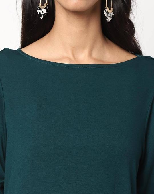 Boat-Neck Top with Puff Sleeves