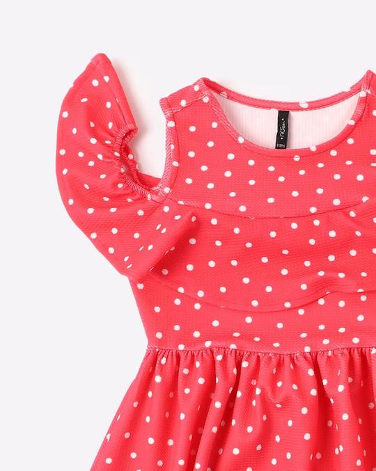 Printed A-line Dress with Cold-Shoulder Sleeves