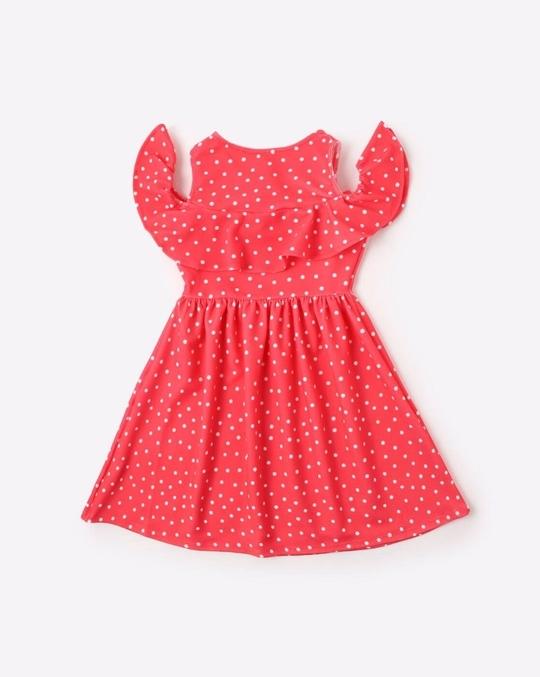 Printed A-line Dress with Cold-Shoulder Sleeves