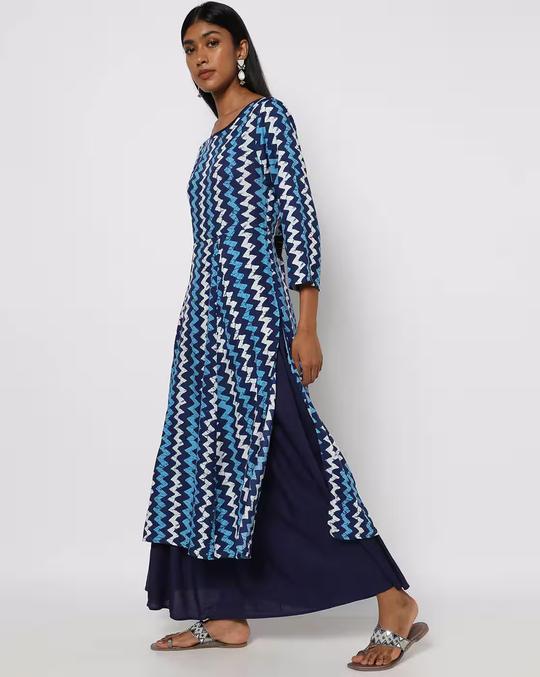 Chevron Print A-line Kurta & Palazzos Set