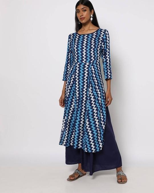 Chevron Print A-line Kurta & Palazzos Set