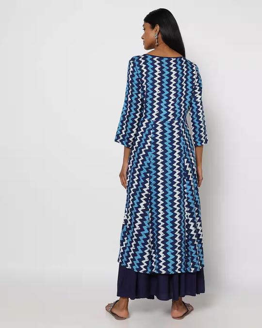 Chevron Print A-line Kurta & Palazzos Set