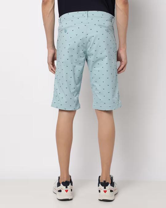 Micro Print Flat-Front Shorts