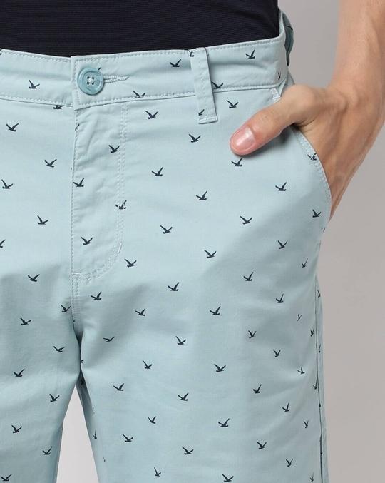 Micro Print Flat-Front Shorts