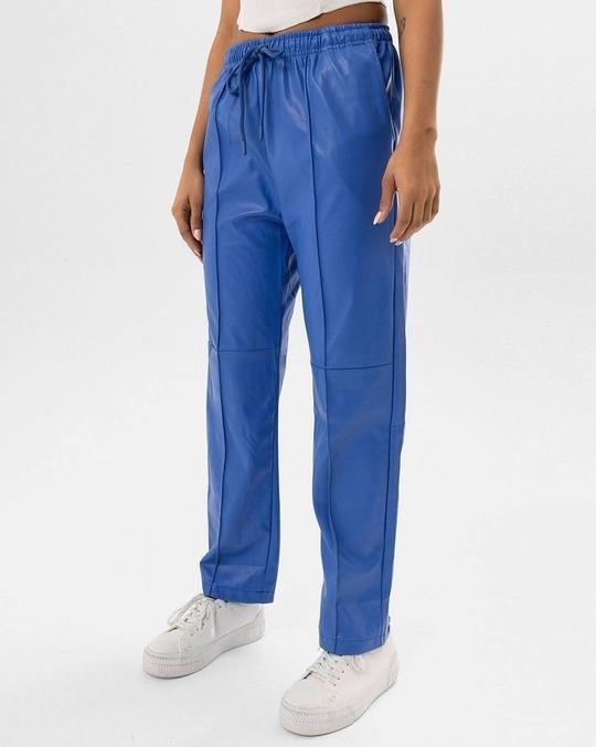 Women Straight Track Pants with Elasticated Drawstring Waist