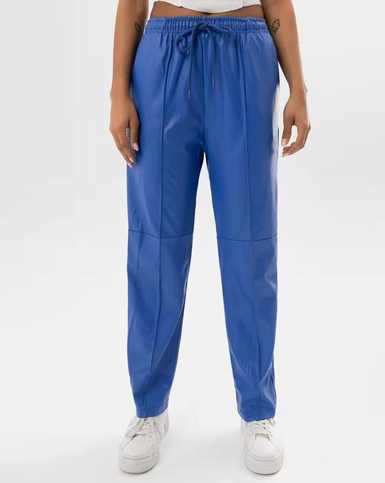 Women Straight Track Pants with Elasticated Drawstring Waist