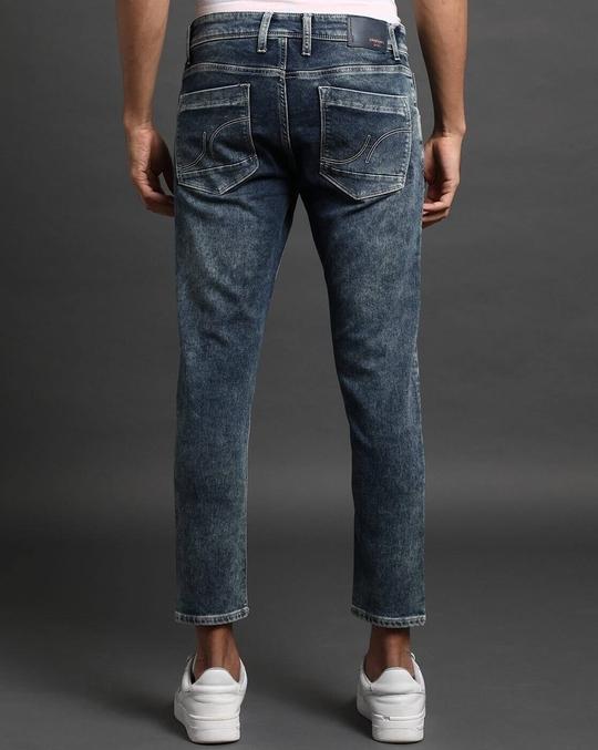 Men Heavily Washed Cropped Fit Jeans