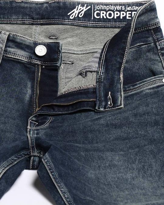 Men Heavily Washed Cropped Fit Jeans