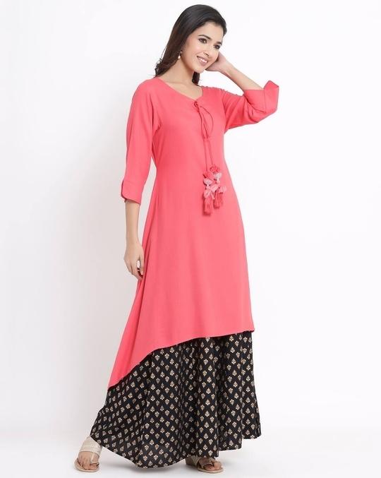 A-line Kurta with Asymmetrical Hemline