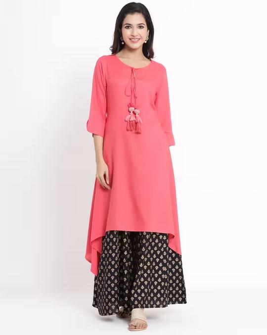 A-line Kurta with Asymmetrical Hemline
