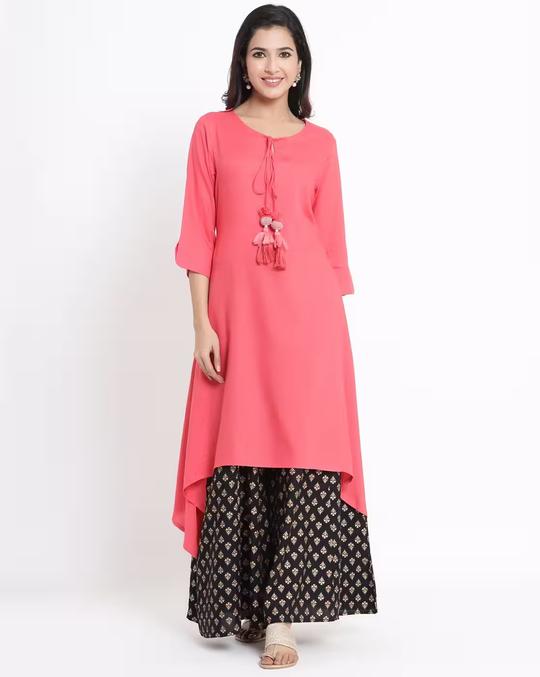 A-line Kurta with Asymmetrical Hemline