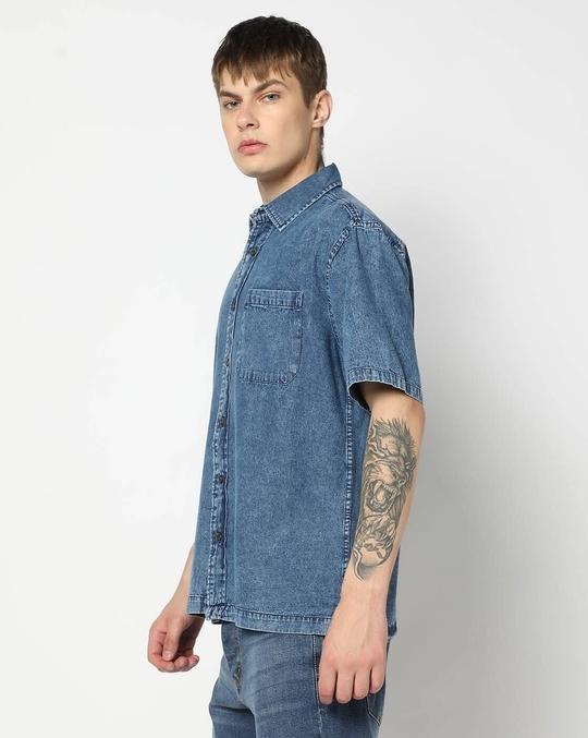 Men Lightly Washed Relaxed Fit Shirt