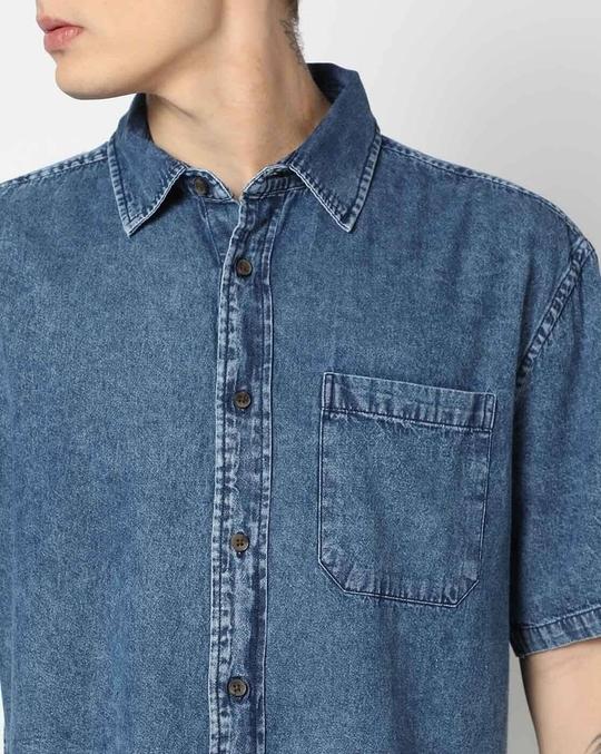Men Lightly Washed Relaxed Fit Shirt
