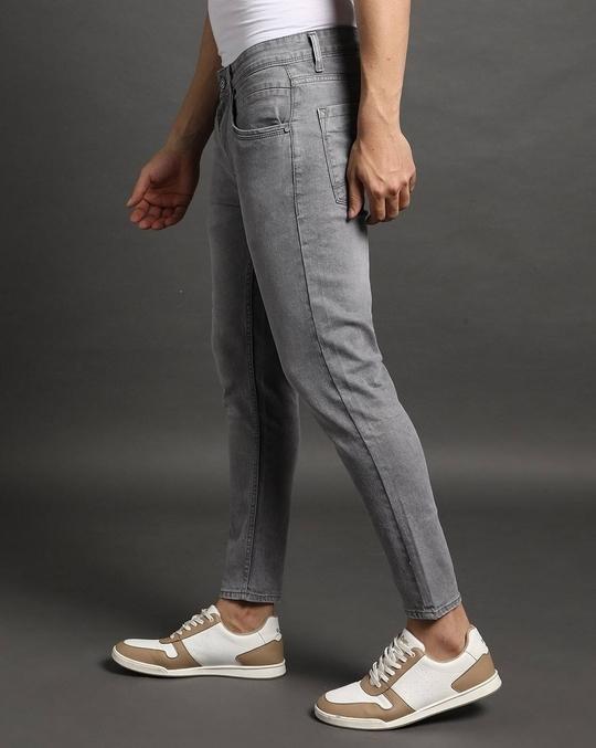 Men Mid-Wash Skinny Cropped Fit Jeans