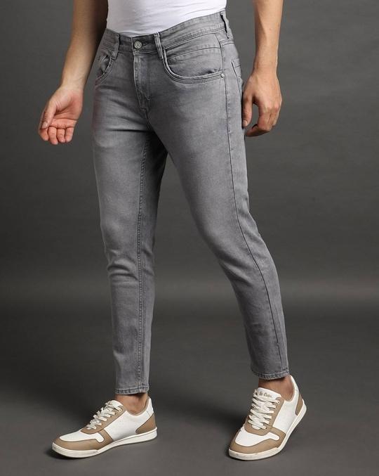 Men Mid-Wash Skinny Cropped Fit Jeans