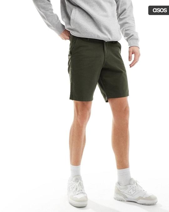 Men Slim Fit Chino Shorts with Elasticated Waist