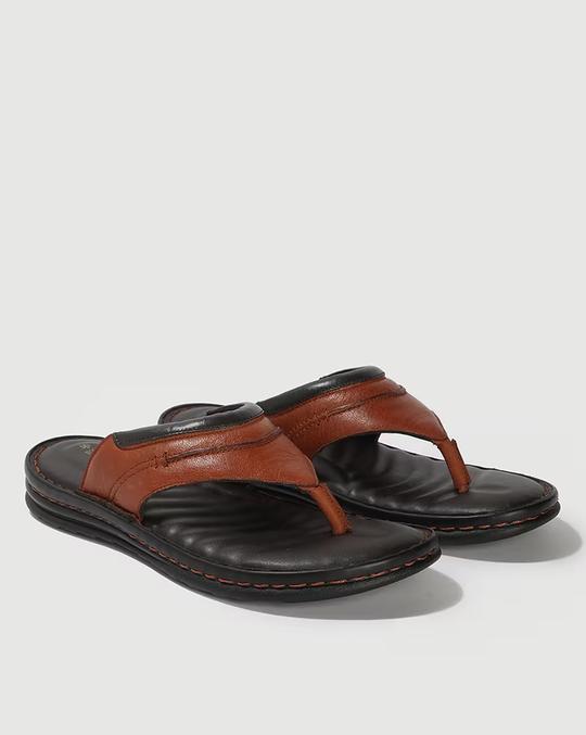 Men Leather Thong-Strap Sandals