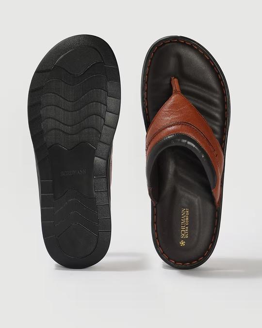 Men Leather Thong-Strap Sandals