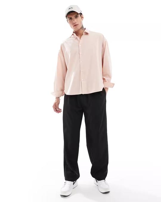 Oversized Shirt with Spread Collar