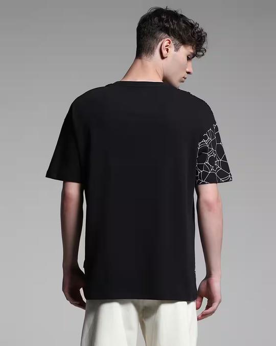 Men Mickey Collection Print Oversized Cotton Round-Neck T-Shirt