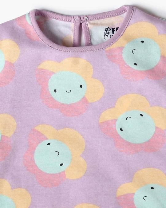 Girls Pack of 3 Printed Regular Fit Round-Neck T-Shirts