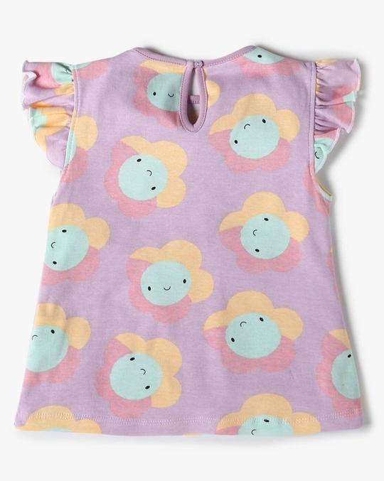 Girls Pack of 3 Printed Regular Fit Round-Neck T-Shirts