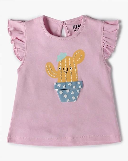 Girls Pack of 3 Printed Regular Fit Round-Neck T-Shirts