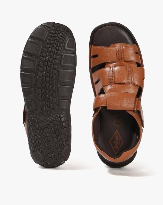 Men Leather Slingback Sandals with Velcro