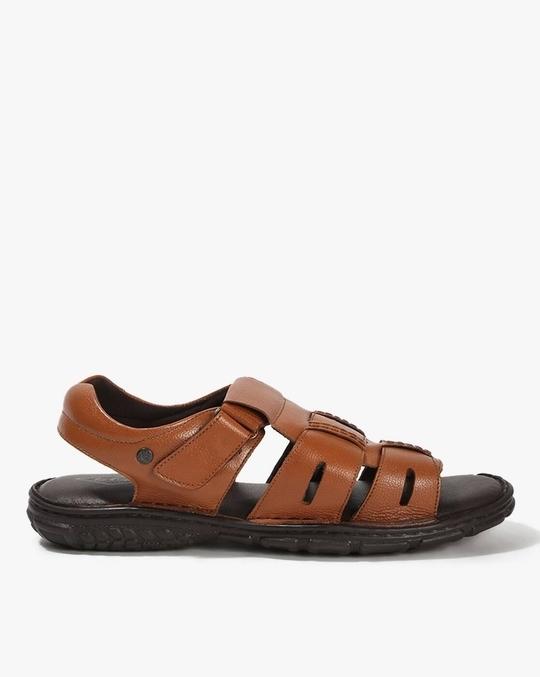 Men Leather Slingback Sandals with Velcro