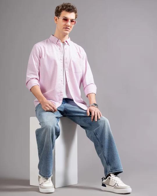 Men Oxford Checked Slim Fit Cotton Shirt