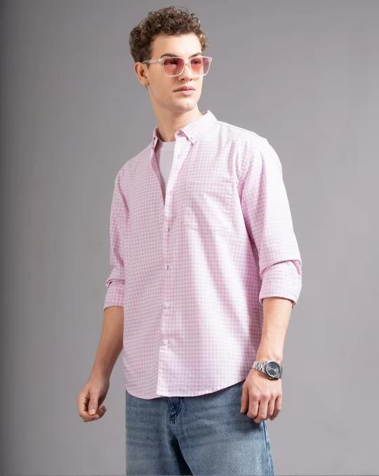 Men Oxford Checked Slim Fit Cotton Shirt