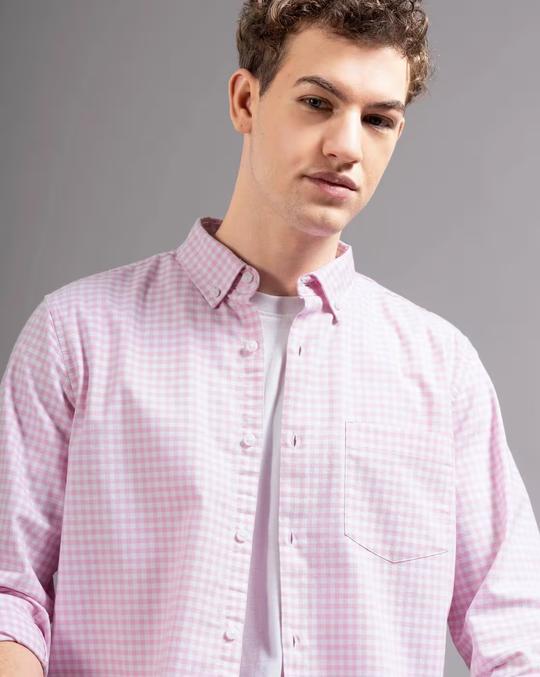 Men Oxford Checked Slim Fit Cotton Shirt